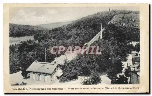 Cartes postales Wiesbaden Nerobergbahn mit Neroberg Route sur le mont de Neron Viaduct to the mount of Nero