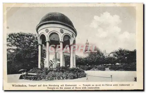Cartes postales Wiesbaden Tempel auf dem Neroberg mit Restaurant Temple au mont de Neron avec restaurant