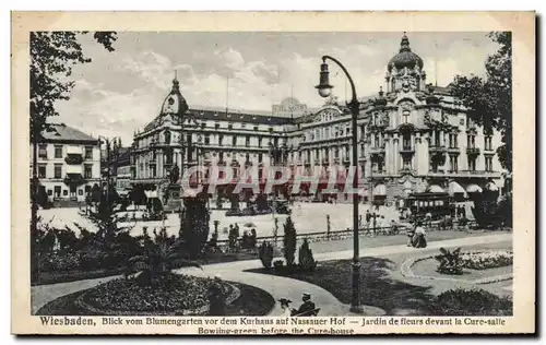 Cartes postales Wiesbaden Blick vom Blumengarten vor dem Kurhaus auf Nassauer Hof