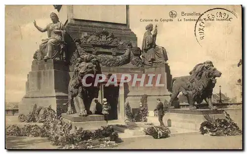 Cartes postales Bruxelles Colonne du Congres Le tombeau du soldat inconnu Lion