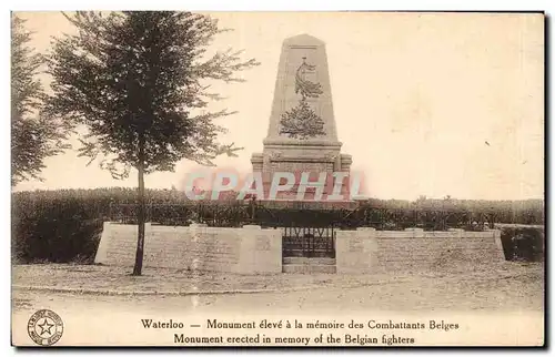 Cartes postales Waterloo Monument eleve a la memoire des Comattants Belges