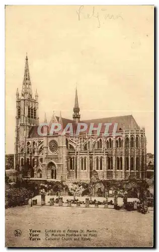 Cartes postales Ypres Cathedrale et Abbaye st Martin