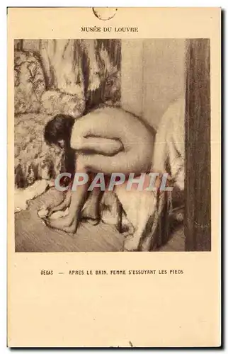 Cartes postales Apres Le Bain Femme S&#39Essuyant Les Pieds Degas Musee du Louvre Paris