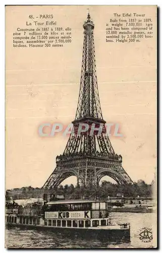 Ansichtskarte AK Paris La Tour Eiffel Peniche KUB