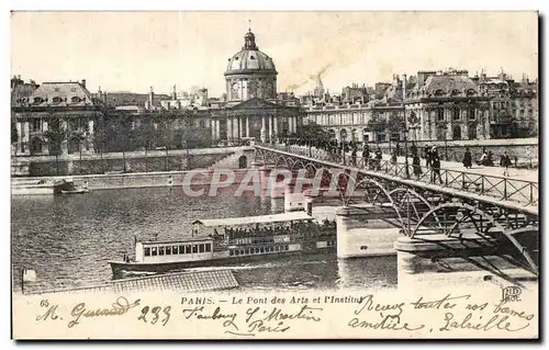 Cartes postales Paris Le Pont des Arts et l&#39Institut Peniche