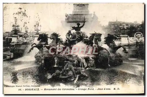 Cartes postales Bordeaux Monument des Girondins Groupe Nord Jeux d'eau