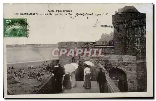 Ansichtskarte AK Saint Malo Les Remparts la Tour Qui qu&#39en Grogne