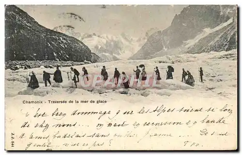 Ansichtskarte AK Chamonix Traversee de la Mer de glace Alpinisme