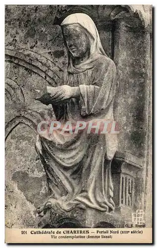 Cartes postales Cathedrale de Chartres Portail Nord Vie contemplative