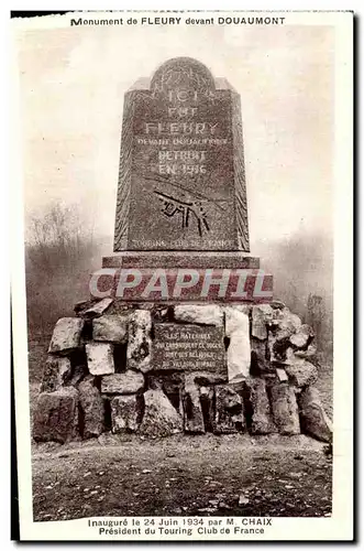 Cartes postales Monument de Fleury devant Douaumont Inbaugure le 24 juin 1934 par M Chaix President du Touring C