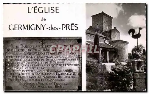 Cartes postales L&#39Eglise de Germigny des pres La facade meridionale et la lanterne des morts