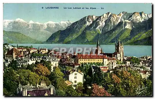 Cartes postales Lausanne Le Lac Leman et les Alpes Suisse