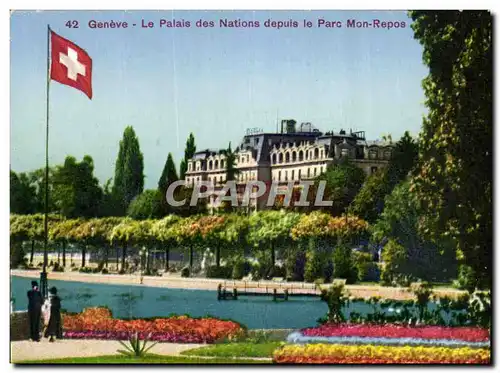 Cartes postales Geneve Le palais des Nations Depuis le parc Mon Repos