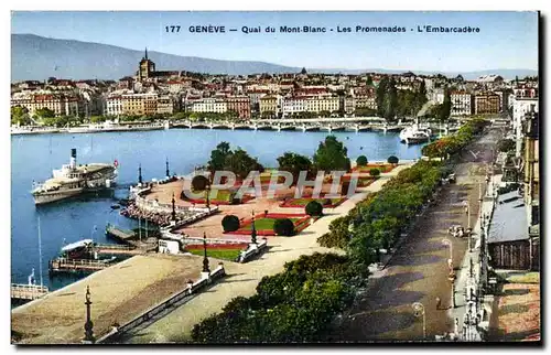 Cartes postales Geneve Quai de Mont Blanc Les Promenades l&#39Embarcadere