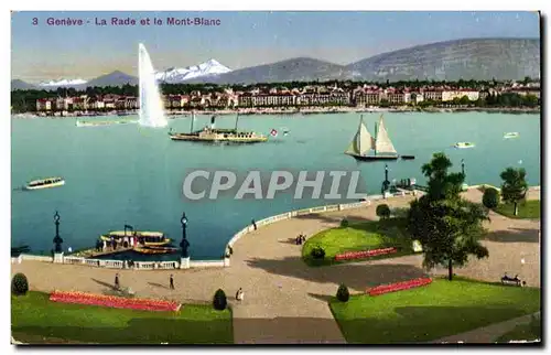 Ansichtskarte AK Geneve La Rade et le Mont Blanc Suisse