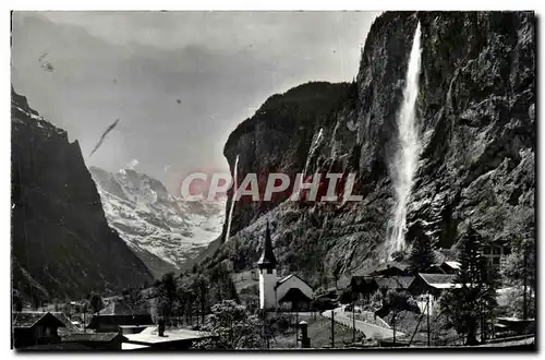 Cartes postales Lauterbrunnen Staubbachfall Mit Kirche Und Grosshorn