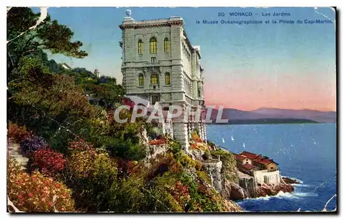 Cartes postales Monaco les Jardins le Musee Oceanographique et la Pointe du cap martin