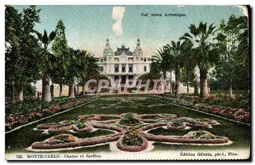 Cartes postales Monte Carlo Casino et jardins