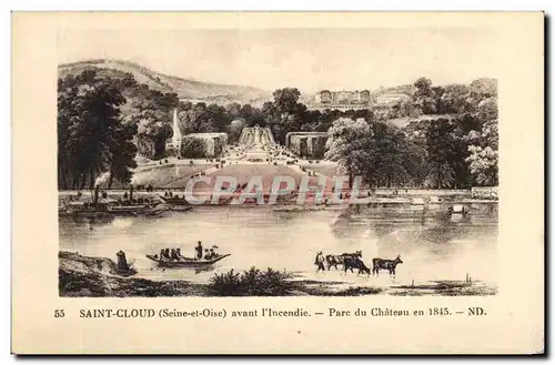 Cartes postales Saint Cloud Avant l'Incendie Parc du Chateau en 1845