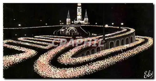 Ansichtskarte AK Lourdes La Procession devant la Basilique la Nuit