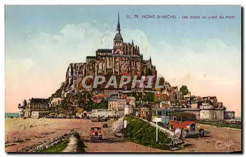 Cartes postales Le Mont St Michel Les Autos au pied du Mont