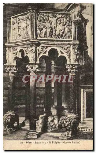 Cartes postales Pisa Battistero Il Pulpito Niccolo Pisano Lion