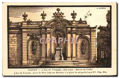 Cartes postales Nancy L&#39Arc De Triomphe Cote Ouest statue De Callot L&#39arc De Triomphe