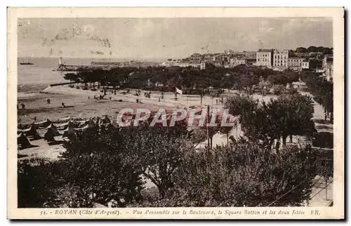 Cartes postales Royan Vue d&#39ensemble sur le Boulevard le Square Botton en les deux jetees