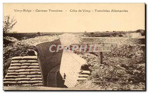 Cartes postales Cote Vimy Tranchees allemandes Militaria