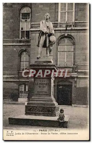 Cartes postales Paris Jardin de l&#39Observatoire Statue le Verrier Celebre astronome