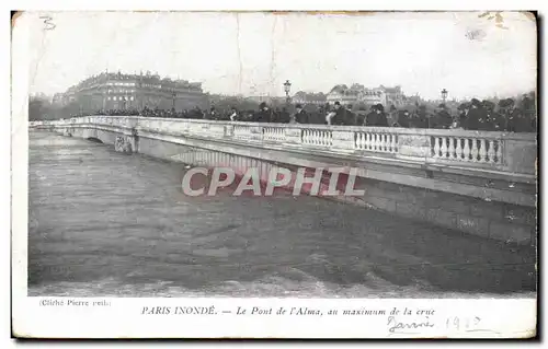 Ansichtskarte AK Paris Inonde Le Pont de l&#39Alma au Maximum de la Crue Inondations Tailleur Gil Boulevard Bonne