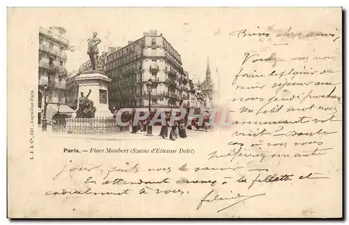 Cartes postales Paris Place Maubert Statue Etienne Dolet