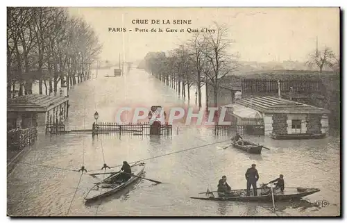 Cartes postales Paris Porte de la Gare et quai d'Ivry Inondations 1910