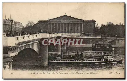 Ansichtskarte AK Paris Le Pont de la Concorde et la Chambre des Deputes Peniche Bateau