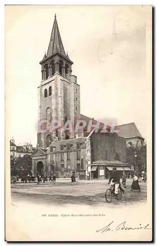 Cartes postales Paris Eglise Saint Germain des Pres Velo