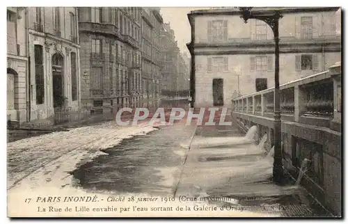 Cartes postales Paris Inonde Cliche La Rue de Lille Envahie Par l&#39Eau Sortant de la Galerie d&#39Orsay