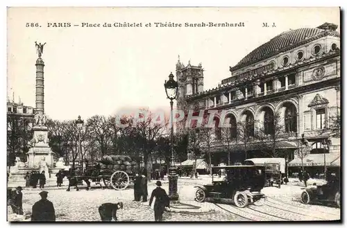 Ansichtskarte AK Paris Place de Chatelet et Theatre Sarah Bernhardt