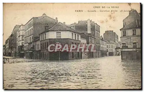 Cartes postales Paris Grenelle Carrefour Violet Inondations 1910