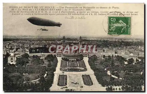 Cartes postales Paris Au Debut Du Siecle Une Promenade en Dirigeable Zeppelin Ballon Trocadero