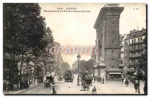 Cartes postales Paris Boulevard et Porte Saint Denis