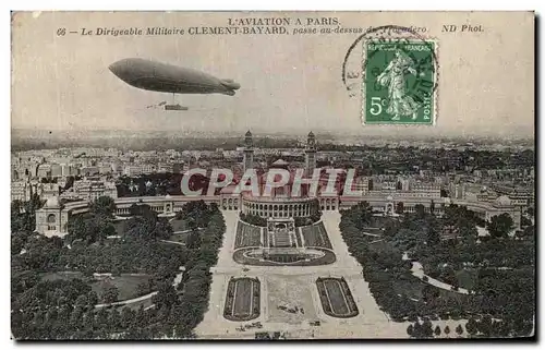 Ansichtskarte AK Paris Le Dirigeable Militaire Clement Bayard au dessus du Trocadero Zeppelin