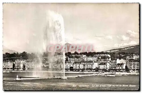 Cartes postales Geneve Le jet d&#39ean et le Mont Blanc