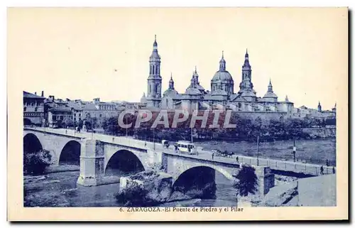 Ansichtskarte AK Zaragoza el puente de piedra y el pilar