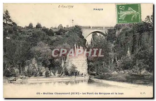 Ansichtskarte AK Paris Buttes chaumont le pont de briques et le lac