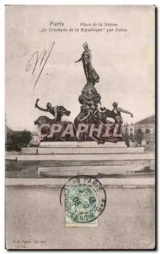 Cartes postales Paris place de la nation le triomphe de la republique par Dalou