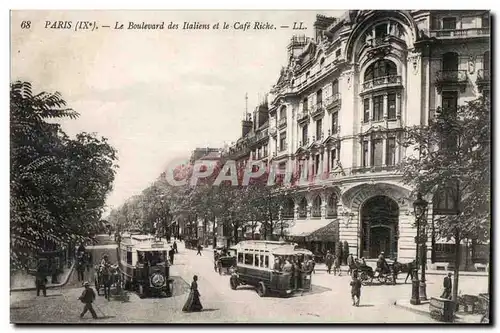 Cartes postales Paris Le Boulevard des Italiens et le Cafe Riche