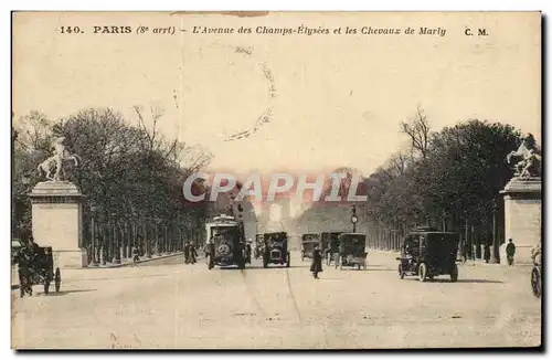 Ansichtskarte AK Paris L&#39Avenue des Champs Elysees et les Chevaux de Marly