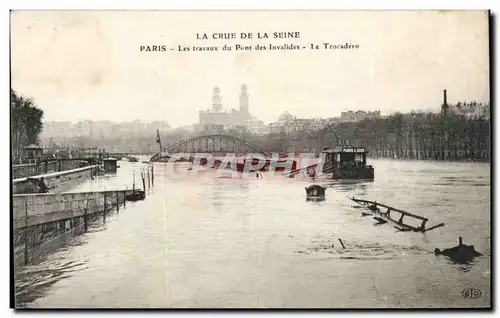 Ansichtskarte AK La Crue De La Seine Paris Les travaux du Pont des Invalides Le Trocadero Inondations