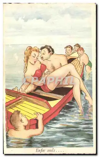 Cartes postales Enfin seuls Couple Plage Humour