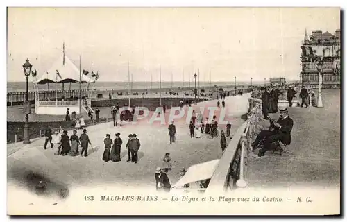 Cartes postales Malo Les Bains La digue et la Plage vues du Casion